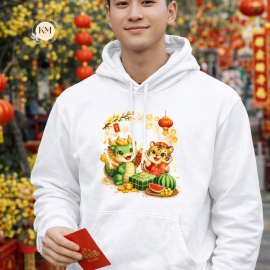 Áo Thun Nam In Hình Tết Theo Mẫu – Hoodie Tết Dễ Thương, Mặc Xuân May Mắn Cả Năm
