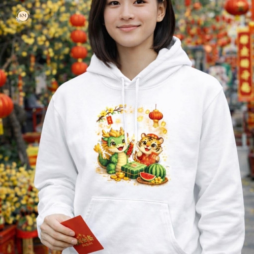 Áo Thun Hoodie Nữ In Hình Tết Theo Mẫu – Trẻ Trung, Nổi Bật Ngày Xuân