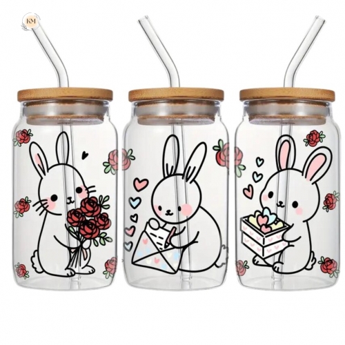 Retro-Inspired 16oz Tumbler Glasses with Bamboo Lid and Straw