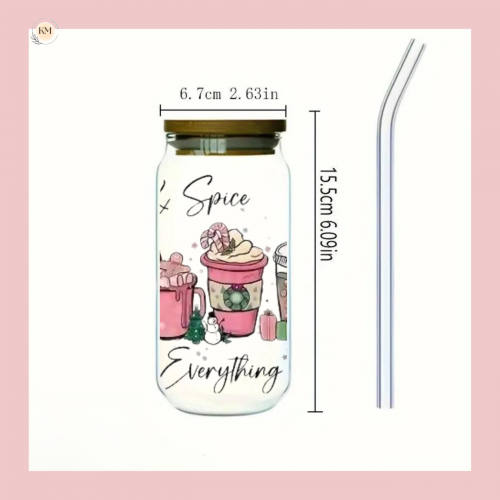 Bình thuỷ tinh ink theo yêu cầu| nấp gỗ và nhựa chống chảy+ ống hút