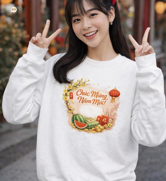 Áo Thun In Hình Tết Theo Mẫu – Thiết Kế Gia Đình Sum Vầy, Chất Cotton Thoáng Mát